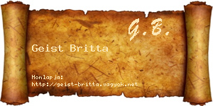 Geist Britta névjegykártya
